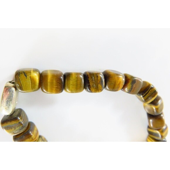 For Repurpose 22 Square Tiger Eye Beads One Silver Oval "Hope" Bead - Picture 8 of 11